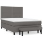 Cama box spring con colchón cuero sintético gris 140x200 cm