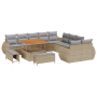 Conjunto de Sofá de Jardín de 13 Piezas con Cojines Beige de Polirratán Acacia | Foro24.es | Tu tienda online para hogar, jardín y más Foro24.es