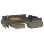 Juego de Sofá de Jardín de 13 Piezas con Cojines Gris Ratán Sintético Acacia von , Outdoor-Sofas - Ref: Foro24-3361928, Preis...