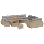 Juego de Sofá de Jardín de 13 Piezas con Cojines Beige Ratán Polirratán Acacia | Foro24.es | Tu tienda online para hogar, jardín y más Foro24.es