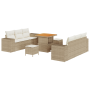 Juego de Sofá de Jardín de 9 Piezas con Cojines Beige Ratán Poliéster Acacia | Foro24.es | Tu tienda online para hogar, jardín y más Foro24.es
