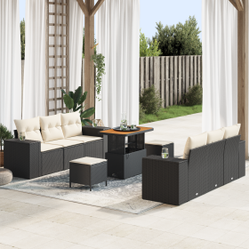 Set de Sofá de Jardín de 9 Piezas con Cojines
