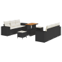 Set de Sofá de Jardín de 9 Piezas con Cojines Ratán Poliéster Negro Acacia | Foro24.es | Tu tienda online para hogar, jardín y más Foro24.es