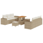 Juego de Sofá de Jardín de 9 Piezas con Cojines Beige Poliratán Acacia | Foro24.es | Tu tienda online para hogar, jardín y más Foro24.es