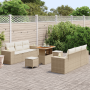 Juego de Sofá de Jardín de 9 Piezas con Cojines Beige Poliratán Acacia | Foro24.es | Tu tienda online para hogar, jardín y más Foro24.es