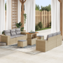 Juego de Sofá de Jardín de 9 Piezas con Cojines Beige Ratán Poli Acacia | Foro24.es | Tu tienda online para hogar, jardín y más Foro24.es