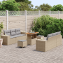 Juego de Sofá de Jardín de 9 Piezas con Cojines Beige Ratán Poli Acacia | Foro24.es | Tu tienda online para hogar, jardín y más Foro24.es