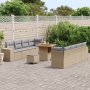 Juego de Sofá de Jardín de 11 Piezas con Cojines Beige Poliratán Acacia | Foro24.es | Tu tienda online para hogar, jardín y más Foro24.es