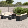 Juego de Sofá de Jardín de 11 Piezas con Cojines Negro Poli Rattan Acacia | Foro24.es | Tu tienda online para hogar, jardín y más Foro24.es
