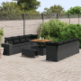 Juego de Sofás de Jardín de 11 Piezas con Cojines Negro Poliratán Acacia | Foro24.es | Tu tienda online para hogar, jardín y más Foro24.es