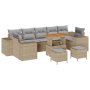 Juego de Sofá de Jardín de 10 Piezas con Cojines Beige Ratán Poliéster Acacia von , Outdoor-Sofas - Ref: Foro24-3361992, Prei...
