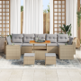 Juego de Sofá de Jardín de 10 Piezas con Cojines Beige Ratán Poliéster Acacia von , Outdoor-Sofas - Ref: Foro24-3361992, Prei...