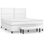 Cama box spring con colchón cuero sintético blanco 160x200 cm