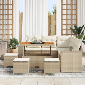 Conjunto de Sofás de Jardín de 9 Piezas con