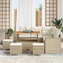 Conjunto de Sofás de Jardín de 9 Piezas con Cojines Beige Ratán de Polietileno Acacia | Foro24.es | Tu tienda online para hogar, jardín y más Foro24.es