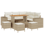 Conjunto de Sofás de Jardín de 9 Piezas con Cojines Beige Ratán de Polietileno Acacia | Foro24.es | Tu tienda online para hogar, jardín y más Foro24.es