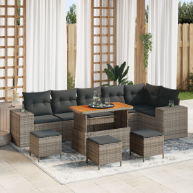 Conjunto de sofá de jardín de 10 piezas con