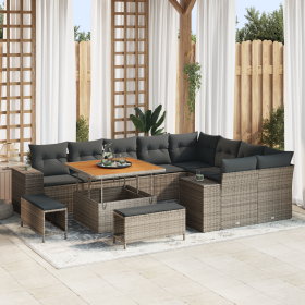 Juego de Sofás de Jardín de 12 Piezas con Cojines Gris Poliratán Acacia by , Outdoor sofas - Ref: Foro24-3362038, Price: 880,...