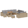 Conjunto de Sofá de Jardín de 13 Piezas con Cojines Beige Ratán Poliéster Acacia | Foro24.es | Tu tienda online para hogar, jardín y más Foro24.es