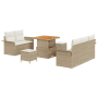 Conjunto de Sofá de Jardín de 8 Piezas con Cojines Beige de Ratán Poliéster Acacia | Foro24.es | Tu tienda online para hogar, jardín y más Foro24.es
