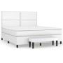 Cama box spring con colchón cuero sintético blanco 180x200 cm