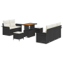 Juego de sofá de jardín de 8 piezas con cojines negros de poliratán acacia by , Outdoor sofas - Ref: Foro24-3362080, Price: 5...
