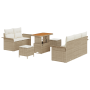 Set de Sofá de Jardín de 8 Piezas con Cojines Beige de Ratán Sintético Acacia | Foro24.es | Tu tienda online para hogar, jardín y más Foro24.es