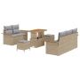 Juego de Sofá de Jardín de 8 Piezas con Cojines Ratán Beige Acacia | Foro24.es | Tu tienda online para hogar, jardín y más Foro24.es