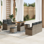 Juego de Sofá de Jardín de 8 Piezas con Cojines Gris Ratán Poliéster Acacia | Foro24.es | Tu tienda online para hogar, jardín y más Foro24.es