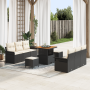 Juego de Sofá de Jardín de 9 Piezas con Cojines Ratán Poliéster Negro Acacia | Foro24.es | Tu tienda online para hogar, jardín y más Foro24.es