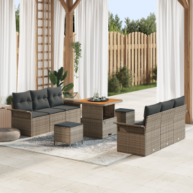 Conjunto de Sofá de Jardín de 9 Piezas con