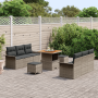 Conjunto de Sofá de Jardín de 9 Piezas con Cojines Gris Ratán Acacia | Foro24.es | Tu tienda online para hogar, jardín y más Foro24.es