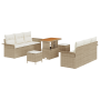 Juego de Sofás de Jardín de 9 Piezas con Cojines Beige Poliratán Acacia | Foro24.es | Tu tienda online para hogar, jardín y más Foro24.es
