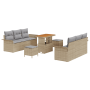 Juego de Sofá de Jardín de 9 Piezas con Cojines Beige Poliratán Acacia | Foro24.es | Tu tienda online para hogar, jardín y más Foro24.es