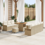 Juego de Sofá de Jardín de 10 Piezas con Cojines Beige de Poliratán y Acacia | Foro24.es | Tu tienda online para hogar, jardín y más Foro24.es