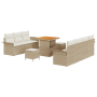 Juego de Sofá de Jardín de 10 Piezas con Cojines Beige de Poliratán y Acacia | Foro24.es | Tu tienda online para hogar, jardín y más Foro24.es