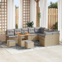 Juego de Sofá de Jardín de 12 Piezas con Cojines Ratán Poli Beige Acacia | Foro24.es | Tu tienda online para hogar, jardín y más Foro24.es