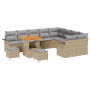 Juego de Sofá de Jardín de 12 Piezas con Cojines Ratán Poli Beige Acacia | Foro24.es | Tu tienda online para hogar, jardín y más Foro24.es