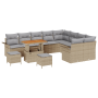 Juego de Sofás de Jardín de 12 piezas con Cojines Beige Ratán Polipropileno Acacia | Foro24.es | Tu tienda online para hogar, jardín y más Foro24.es
