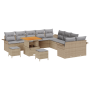 Set Sofá Jardín 13 Piezas con Cojines Beige Poliratán Acacia | Foro24.es | Tu tienda online para hogar, jardín y más Foro24.es