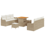 Juego de Sofá de Jardín de 9 Piezas con Cojines de Ratán Beige y Acacia | Foro24.es | Tu tienda online para hogar, jardín y más Foro24.es
