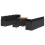 Juego de Sofá de Jardín de 11 Piezas con Cojines Negro Ratán Poli Acacia by , Outdoor sofas - Ref: Foro24-3362234, Price: 736...