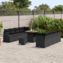 Juego de Sofá de Jardín de 11 Piezas con Cojines Negro Ratán Poli Acacia by , Outdoor sofas - Ref: Foro24-3362234, Price: 736...