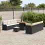 Set de Sofá de Jardín de 11 Piezas con Cojines Negro Poliratán Acacia | Foro24.es | Tu tienda online para hogar, jardín y más Foro24.es