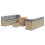 Juego de Sofá de Jardín de 11 Piezas con Cojines Beige Poliratán Acacia | Foro24.es | Tu tienda online para hogar, jardín y más Foro24.es