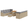 Conjunto de Sofá de Jardín de 11 Piezas con Cojines Beige Poliratán Acacia | Foro24.es | Tu tienda online para hogar, jardín y más Foro24.es
