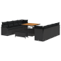 Set de Sofá de Jardín de 11 Piezas con Cojines Negro Poliratán Acacia by , Outdoor sofas - Ref: Foro24-3362244, Price: 884,32...