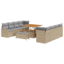 Conjunto de Sofá de Jardín de 11 Piezas con Cojines Beige Poliratán Acacia | Foro24.es | Tu tienda online para hogar, jardín y más Foro24.es