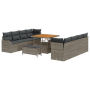 Juego de Sofá de Jardín de 11 Piezas con Cojines Gris Poliratán Acacia by , Outdoor sofas - Ref: Foro24-3362248, Price: 888,0...
