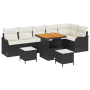 Conjunto de Sofá de Jardín de 9 Piezas con Cojines Negro Poliratán Acacia | Foro24.es | Tu tienda online para hogar, jardín y más Foro24.es